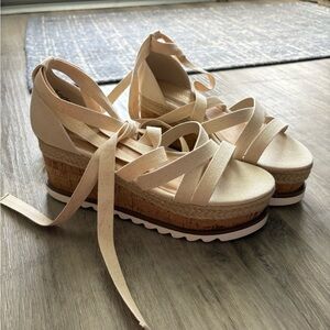 Elegant Cream Wedge Sandals